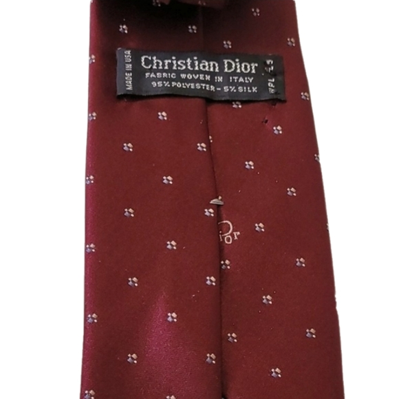 Christian Dior Tie Necktie Maroon Polyester Silk Blend 54" - Picture 6 of 6